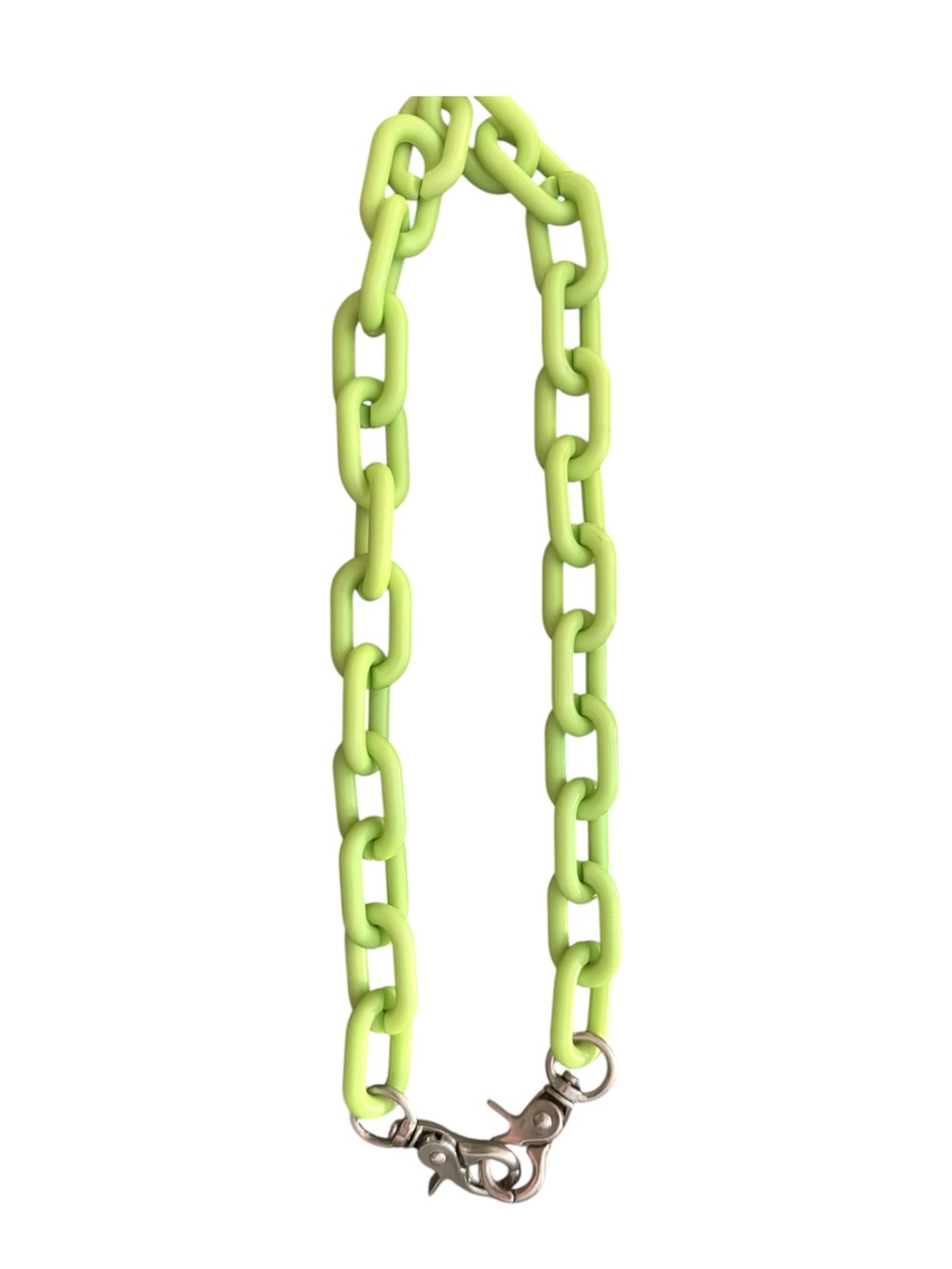 Neon Lime Chain Strap with Silver Hardware